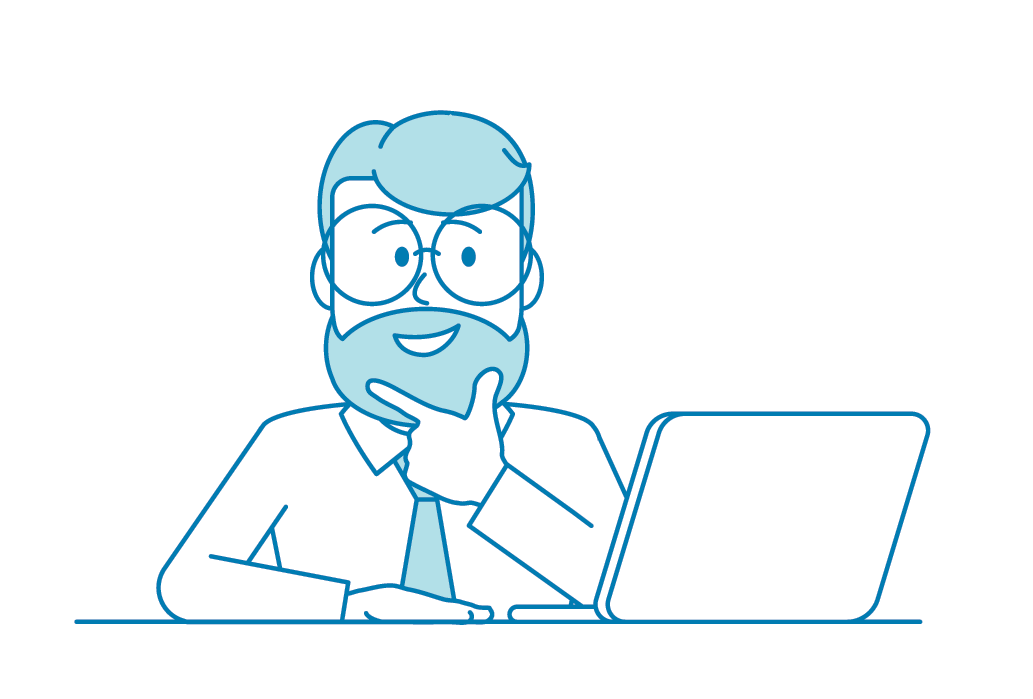 Satisfied man at desk Automated Processes - satisfied customer
